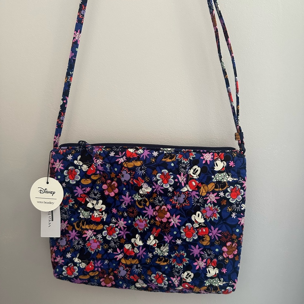Vera Bradley, Disney - Mickey & Minnie Sweet Floral Blue Large Hipster